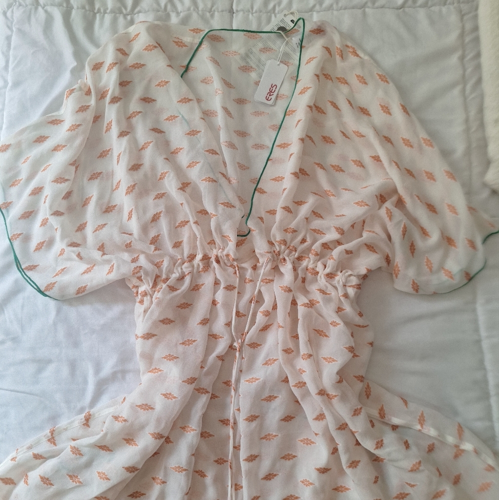 Eres Samia Off White and Orange Swim Coverup